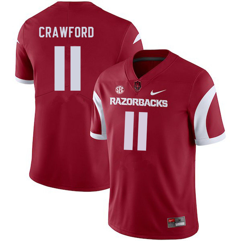 Men #11 Jaquayln Crawford Arkansas Razorbacks College Football Jerseys Sale-Cardinal